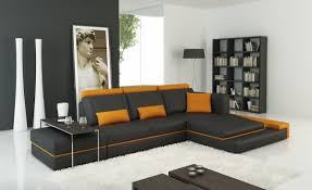 Divani Casa 5029b Modern Dark Grey And Orange Bonded Leather Sectional Sofa Muebles Muebles Salon Decoracion De Unas