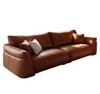 Sofa kulit karamel antik lengan persegi mewah kursi dalam 4-Piece Set Sofa  Modular Chaise ruang tamu Sofa bersekat