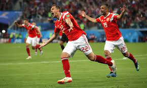 Russia All But Qualify For Knockout Stage With Win Over Mo Salah S Egypt World Cup Match Artem Dzyuba Soccer Tournament