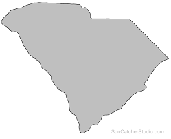 South Carolina Map Outline Printable State Shape Stencil Pattern State Outline Map Outline State Shape Art