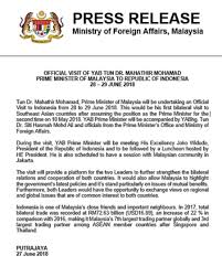 The origin of the ministry of foreign affairs began before malaysia's independence in 1957. Wisma Putra On Twitter Mfa Press Release Tun Dr Mahathir Mohamad Will Be On An Official Visit To Republic Of Indonesia From 28 29 June 2018 Https T Co 23hudldqqq