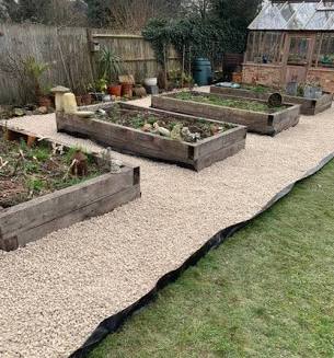 Cotswold stone chippings applied across a domestic path structure, AI generated
