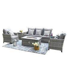 Seats 4 People Seats 5 People Fire Pit Patio Sets Outdoor Lounge Furniture Conversation Set Patio Gas Fire Pit Table Patio Furniture Conversation Sets