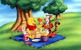 With stickers of the characters and 40 pages to create your project. Hd Wallpaper Winnie The Pooh Tigger And Piglet Picnic Honey Pot Basket With Pastries 2560 1600 Wallpaper Flare