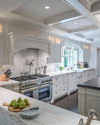 White Coffered Ceiling For A Kitchen White Kitchen Design Kitchen Cabinet Design Interior Design Kitchen