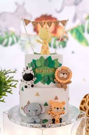 Modern Safari Theme Birthday Party Ideas Photo 1 Of 28 Safari Birthday Cakes Jungle Birthday Cakes Boy Birthday Cake