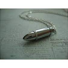 Silver Bullet Werewolf Inspired Unisex Silver Bullet Necklace With 25 Liked On P Sterling Silver Charm Necklace Charm Necklace Silver Bullet Necklace