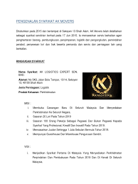 Nestlأ‰ (malaysia) berhad diserahkan di pejabat pendaftar saham syarikat, tricor investor services sdn. Pengenalan Syarikat Ak Movers