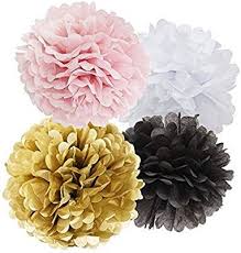Black And Gold Pom Poms Decorations Amazon Com 16pcs Tissue Paper Pom Pom White Pink Gold Black Paper Flower Ball Decoration Tissue Ball Paper Decoration For Baby Pink Gold Decorations Tissue Paper Flowers Paper Flowers