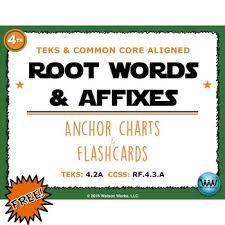 root words affixes anchor charts flashcards freebie