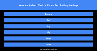 Family Feud Name An Animal That S Known For Eating Garbage Answer