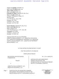 Asset care llccapio part one. Aequitas Management Receiver S Report Receivership Bankruptcy