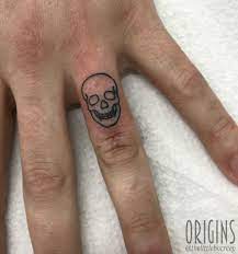Tattooed By Bex At Origin Arts Loughborough Artist Portfolio Over On Instagram Thelittlebocreep O Tiny Skull Tattoos Skull Finger Tattoos Small Skull Tattoo