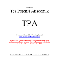 Komplek timah blok cc v/18, jl. Pdf Tes Potensi Akademik Tpa Download Gratis Miiftta Thaa Academia Edu