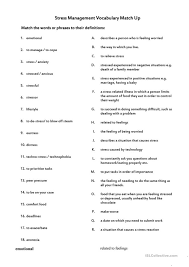 Stress Management Vocabulary English Esl Worksheets For Distance 10th Grade Fun Level 10th Grade English Worksheets Worksheet Addition To 5 Games Fractions Of Amounts Worksheet French Math Worksheets Free Printable Multiplication Facts
