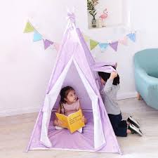 Great luxury playroom for kid's sleepover parties, baby showers, weddings, birthdays and beach parties. Teamson Kids Happy Land Twinkle Star Kids Teepee Tents Purple White Teamson