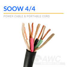 6 gauge, 4 conductor, 600 volt soow portable electrical cable has applications with portable tools and equipment, portable appliances, small motors and associated machinery. Soow 4 4 Soow Portable Power Cable 4 Awg Allied Wire Cable