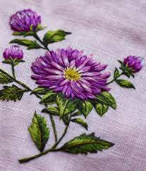 Throwback To This Aster Flower Because It S Finally Starting To Feel Like Spring Hand Embroidery Flowers Embroidery Lessons Simple Embroidery