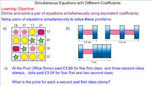Problems With Simultaneous Equations Simultaneous Equations Equations Learning Objectives