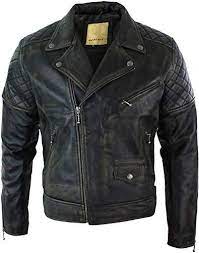 Great For Aviatrix Mens Cross Zip Black Brown Washed Vintage Retro Biker Jacket Zipped Real Leather B Leather Jacket Men Leather Jacket Men S Coats And Jackets