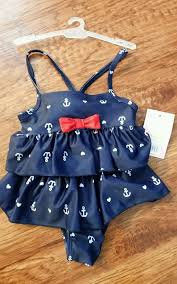 Cat & jack aqua & blue swimwear. Baby Girl Swimsuit 6 9 Months Anchors Hearts Rockabilly Baby Nwt Emmy S Pins Pinterest