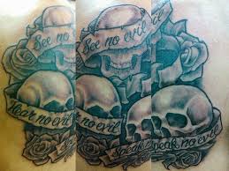 The three monkeys are mizaru, who sees no evil, covering its eyes; See No Evil Hear No Evil Speak No Evil Tattoo By Biggcaz On Deviantart