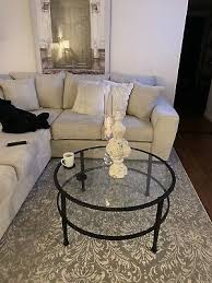 Frame is made of asian hardwood with silvery finish and golden accents. Double Rounded Glass Tanner Coffee Table Ebay