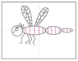 Vertical line represents dragonfly's long body and the short horizontal line is the place where we shall draw the eyes. How To Draw A Dragonfly Art Projects For Kids