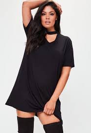 Get That Effortless Chic Look In This Black T Shirt Dress With Choker Neck And Short Sleeves Plus Size Outfits Plus Size Fashion Size Fashion