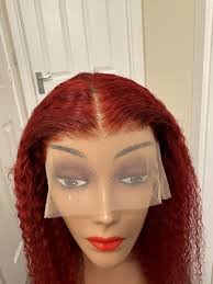 Mara Bright Ruby Red deep curly European 100% human hair lace front wig