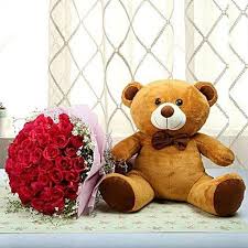 Botanique florists gold coast deliver gorgeous soft teddy bears with flowers and in baskets add a stuffed toys, teddy bears to your order order teddy bears and stuffed toys online for home delivery today or telephone 07 5573 7666. Teddy With Red Roses Australia Gift Teddy With Red Roses Ferns N Petals