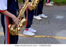 chiang rai thailand january 9 2019 marching band the girl was blowing a saxophone in the marching band procession ง ายๆ สบายๆ คอนเส ร ต วงดนตร