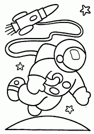 Astronaut And Rocket In Space Coloring Pages Kegiatan Untuk Anak Warna Buku