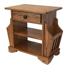Solid Oak Amish Built Magazine Rack End Table Mission Style W Drawer Furniture End Tables Cheap Office Chairs