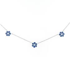 Sapphire And Diamond Flower Necklace 14k White Gold Long Island Jewelers Fortunoff Jewelry Fortunoff Fine Jewelry