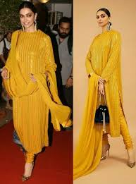 Deepika Padukone Yellow Sequence Work Salwar Kameez Suit Georgette Eid Party Ps Borsa Churidar Style Ac Yellow Suit Latest Salwar Suit Designs Yellow Kurti