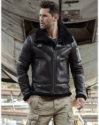 Mens Shearling Jacket B3 Flight Jacket Sheepskin Aviator Winter Coat Fur Bomber Leather Jacket Mens Shearling Jacket Mens Leather Bomber Jacket Leather Jacket