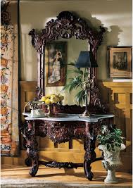 Hapsburg 54 Solid Wood Console Table And Mirror Set Marble Top Console Table Mirrors And Marble Wood Console Table