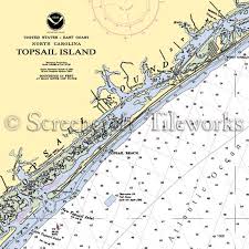 North Carolina Topsail Island Nautical Chart Decor