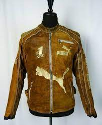 Men S Rare 1980 S Vintage Puma Cafe Racer Brown Leather Jacket M 42r Ebay Brown Leather Jacket Motorcycle Jacket Mens Leather Jacket