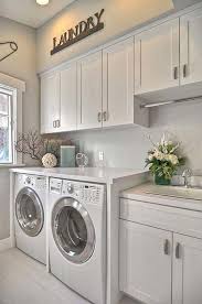 Again, the washer and dryer are front loading, which allows space above them for shelves that hold attractive wicker baskets and apothecary jars and bowls filled with laundry materials. 60 Amazingly Inspiring Small Laundry Room Design Ideas