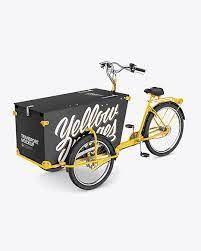 Download Cargo Bike Mockup Half Side View In Vehicle Mockups On Yellow Images Object Mockups