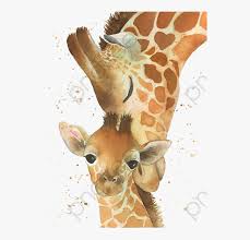 Baby Giraffefollowing Mama Giraffe Clipart Clip Royalty Watercolor Mom And Baby Giraffe Hd Png Download Transparent Png Image Pngitem