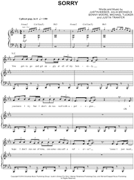 Justin Bieber Sorry Sheet Music In Eb Major Transposable Download Print Sku Mn0156889