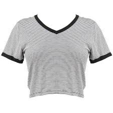 Black And White Striped Shirt Crop Top Striped V Neck Cropped Tee Black Black Striped Shirt Striped Sleeve Shirt Crop Shirt