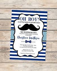 Amazon Com Mustache Baby Shower Invitation Oh Boy Little Man Bowtie Baby Shower Invitation Navy Blue Stripes Mustache Bash Bow Tie Baby Shower Invite Handmade Products