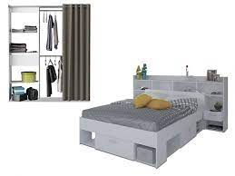 pack chambre kylian lit armoire dressing blanc lit rangement tete de lit avec rangement dressing extensible