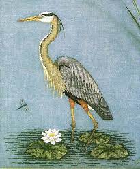 There are 18 colors of dmc. Great Blue Heron Paula Minkebige Designer Crossed Wing Collection Chartpack 34 Stitch Count 288w X 337h Cross Stitch Bird Cross Stitch Birds