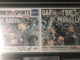 This was photographed without the acrylic in the frame. Eagles Super Bowl Lii Del Co Daily Times Original Newspaper Framed 1918271735