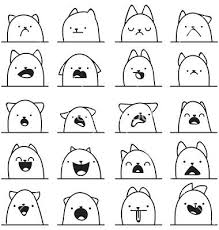 Set Of 20 Different Emotions Cat Anime Doodle Vector Image On Doodle Characters Cute Drawings Kawaii Drawings